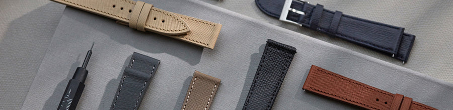 Grained leather straps
