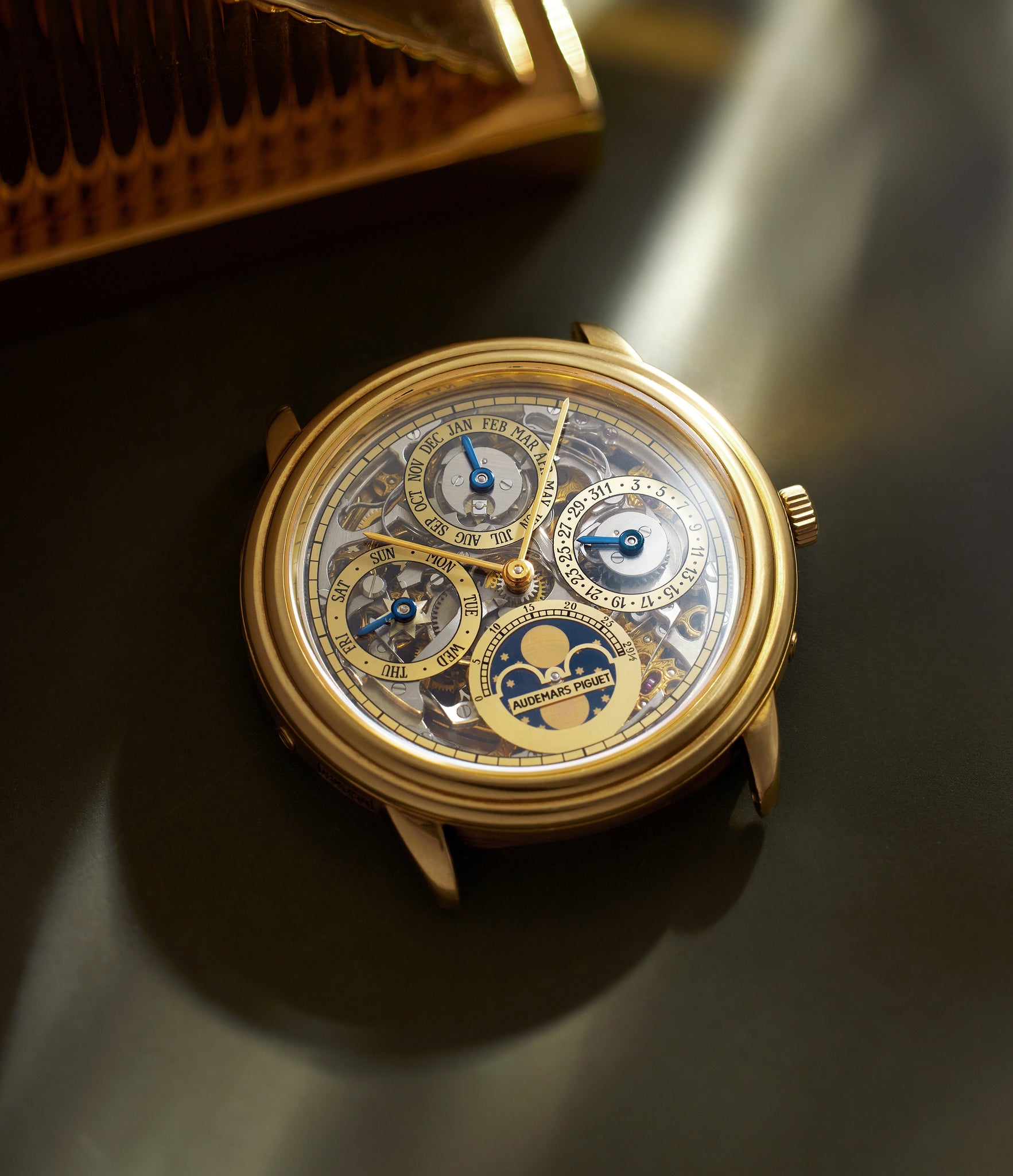 Audemars Piguet Quantième Perpétuel Skeleton 25558/002BA Yellow Gold preowned watch at A Collected Man London