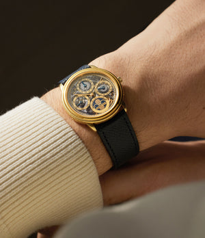 on the wrist Audemars Piguet Quantième Perpétuel Skeleton 25558/002BA Yellow Gold preowned watch at A Collected Man London