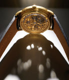 caseback Audemars Piguet Quantième Perpétuel Skeleton 25558/002BA Yellow Gold preowned watch at A Collected Man London