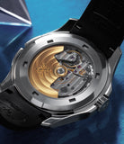 caseback Patek Philippe Aquanaut Travel Time 5164A-001 Stainless Steel preowned watch at A Collected Man London