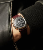 on the wrist Patek Philippe Perpetual Calendar Chronograph 3970EP-027 Platinum preowned watch at A Collected Man London