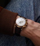 on the wrist Patek Philippe Perpetual Calendar Chronograph 5970R Rose Gold preowned watch at A Collected Man London