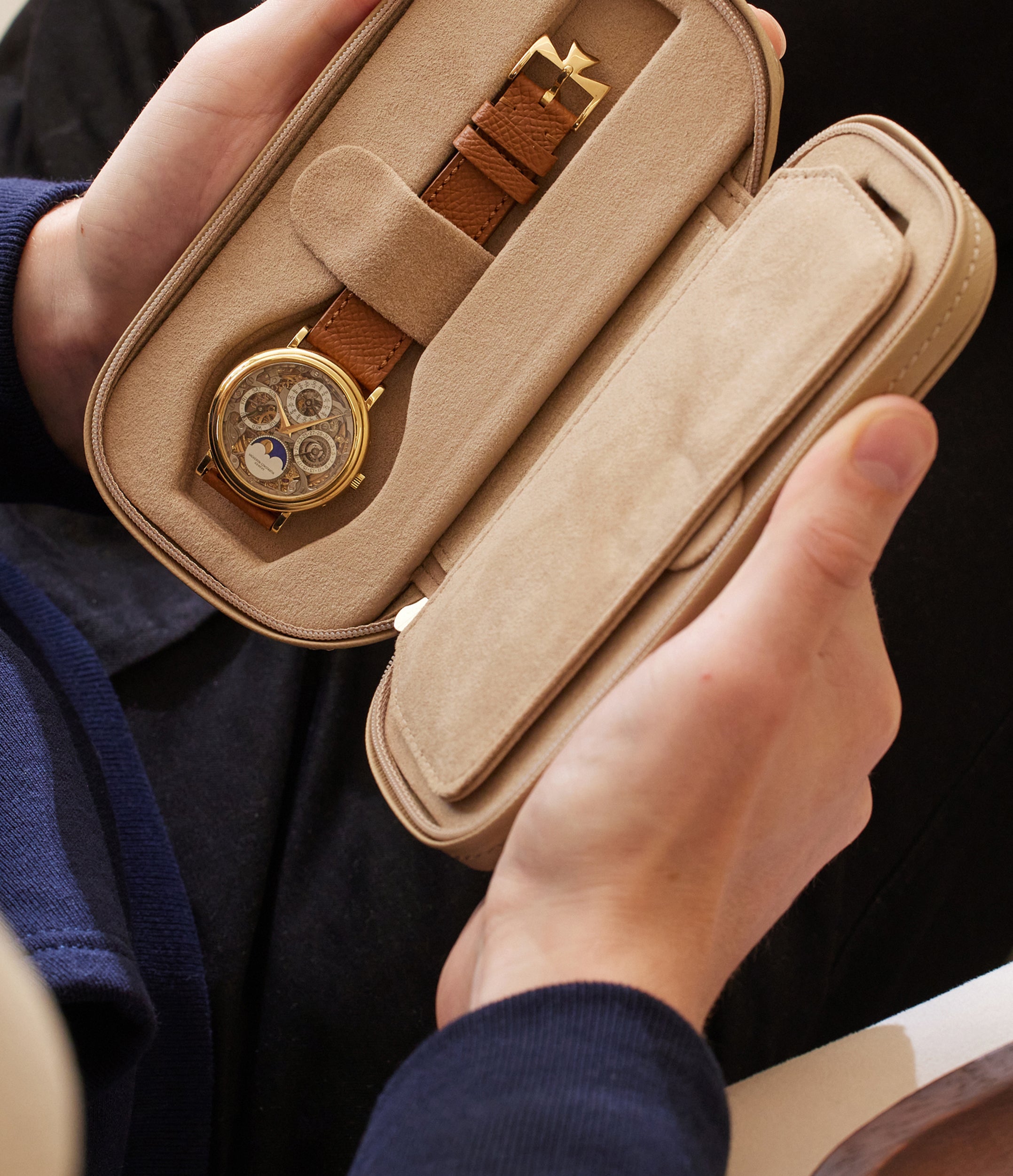 Watch leather pouch top