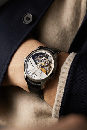 on the wrist Greubel Forsey Double Balencier  White Gold preowned watch at A Collected Man London