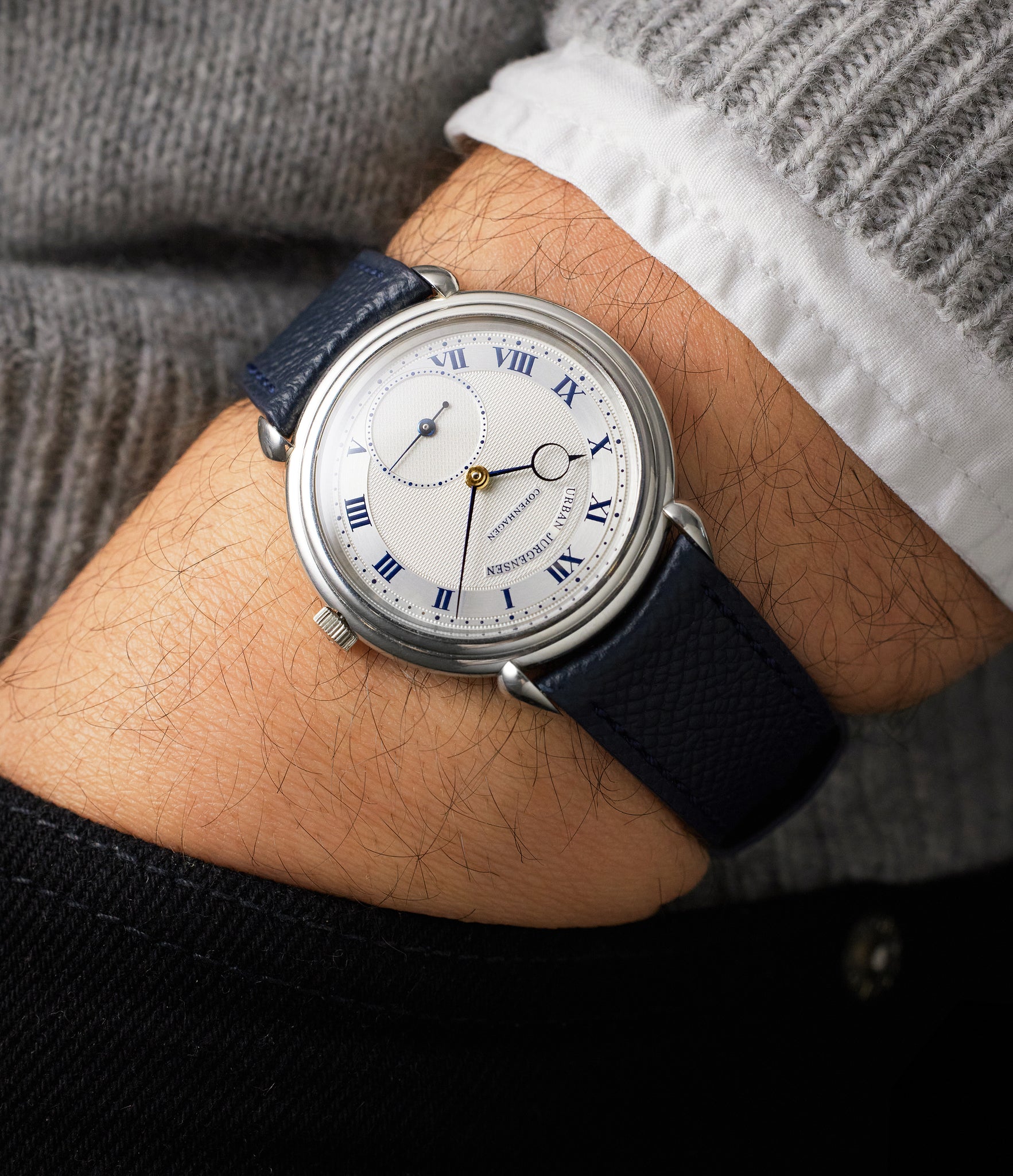 on the wrist Urban Jürgensen Reference 8  Platinum preowned watch at A Collected Man London