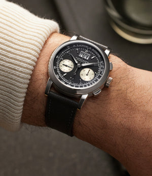 on the wrist A. Lange & Söhne Datograph 403.035 Platinum preowned watch at A Collected Man London