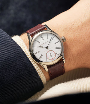 on the wrist Laurent Ferrier Galet Classic Tourbillon Double Spiral   White Gold preowned watch at A Collected Man London