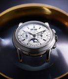 rare Patek Philippe Perpetual Calendar Chronograph 5970G-001 White Gold preowned watch at A Collected Man London