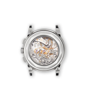 caseback Patek Philippe Perpetual Calendar Chronograph 5970G-001 White Gold preowned watch at A Collected Man London