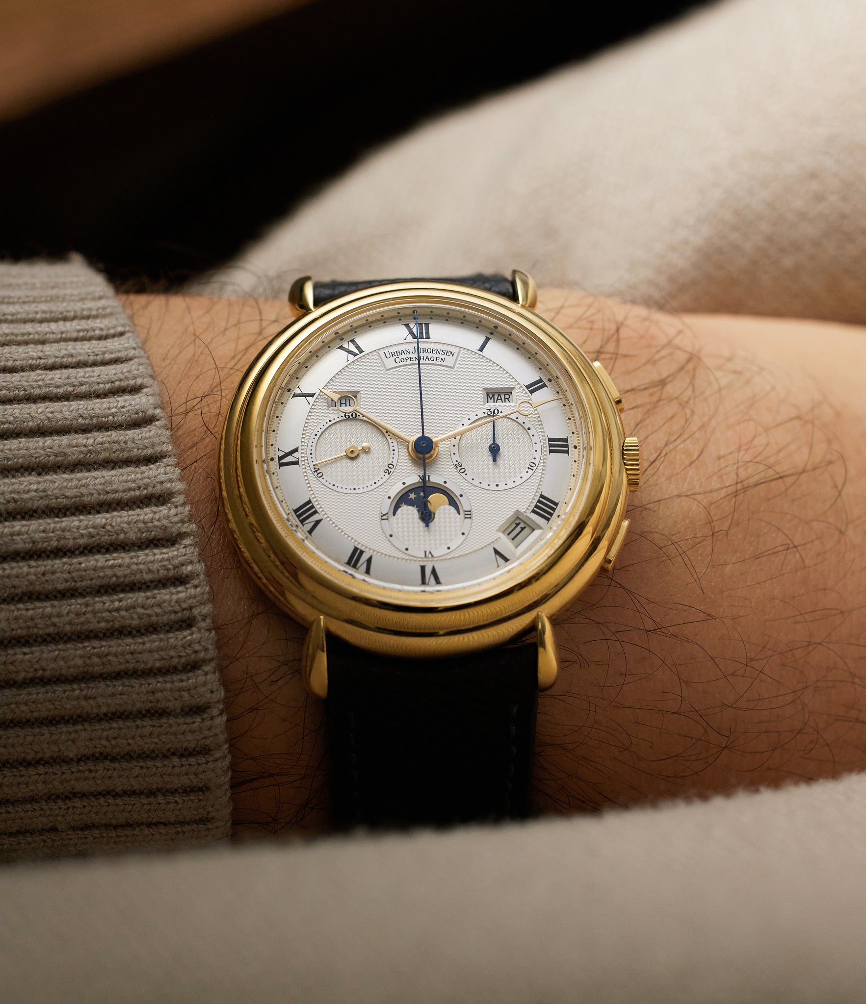 on the wrist Urban Jürgensen Reference 1  Yellow Gold preowned watch at A Collected Man London