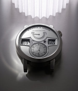 rare A. Lange & Söhne Zeitwerk 140.025 Platinum preowned watch at A Collected Man London