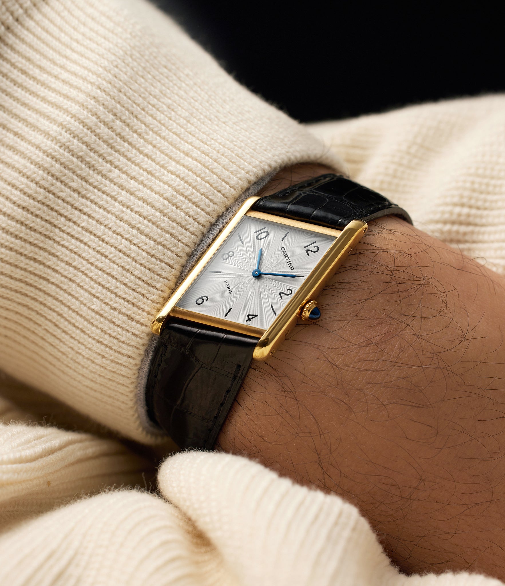 on the wrist Cartier Asymétrique 2488 Yellow Gold preowned watch at A Collected Man London