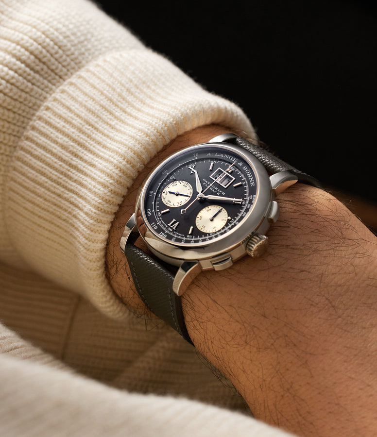 on the wrist A. Lange & Söhne Datograph 403.035 Platinum preowned watch at A Collected Man London