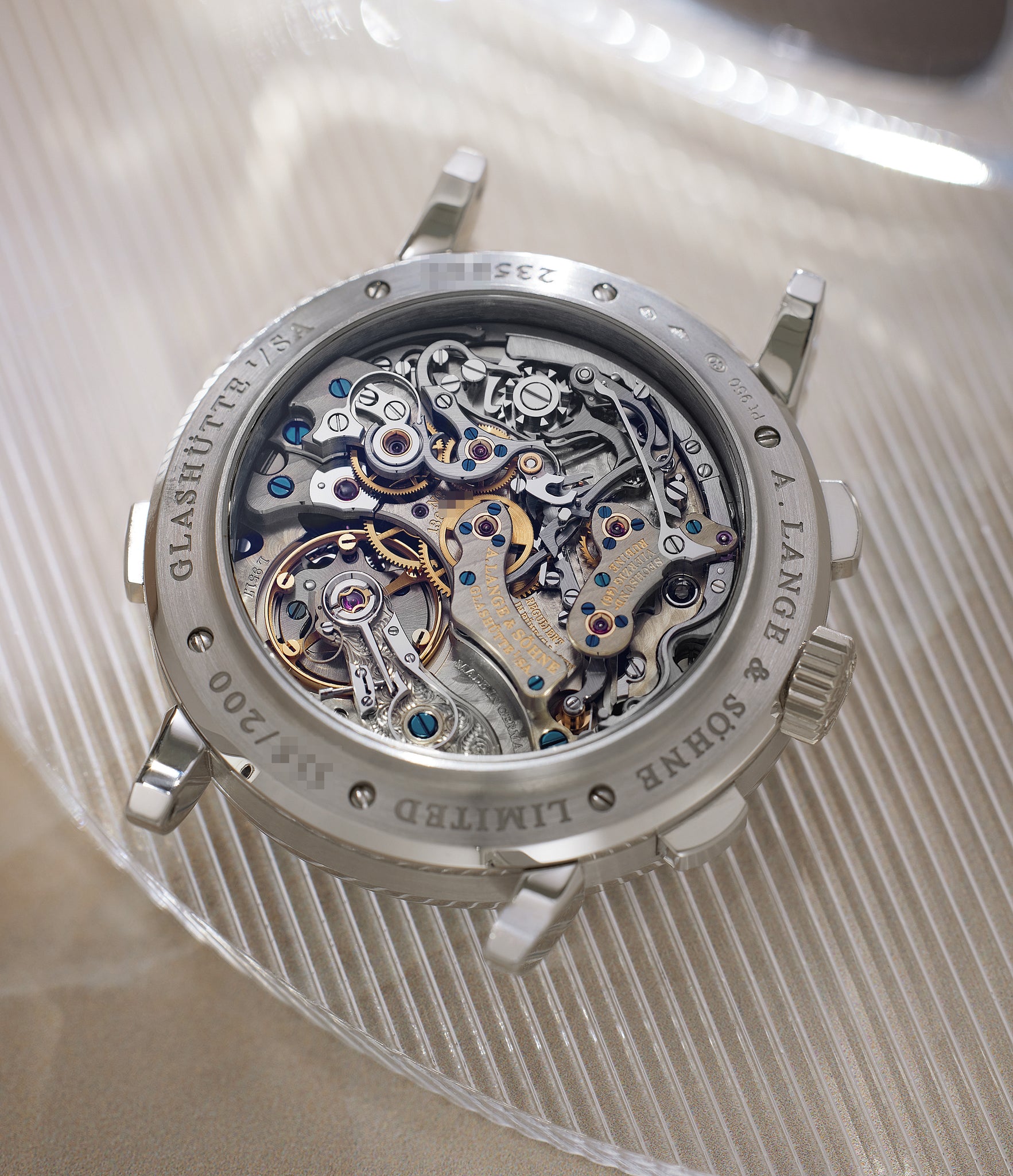 caseback A. Lange & Söhne Datograph Up/Down Lumen 405.034 Platinum preowned watch at A Collected Man London