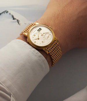 on the wrist A. Lange & Söhne Lange 1 151.021 Yellow Gold preowned watch at A Collected Man London