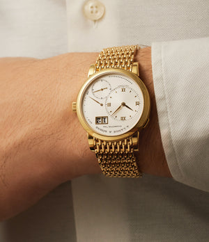 on the wrist A. Lange & Söhne Lange 1 151.021 Yellow Gold preowned watch at A Collected Man London