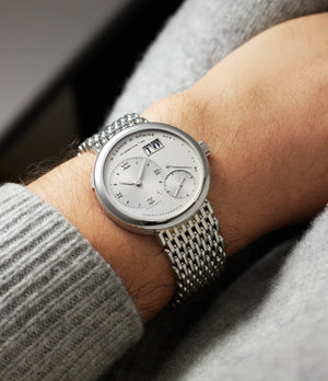 on the wrist A. Lange & Söhne Lange 1 151.025 Platinum preowned watch at A Collected Man London