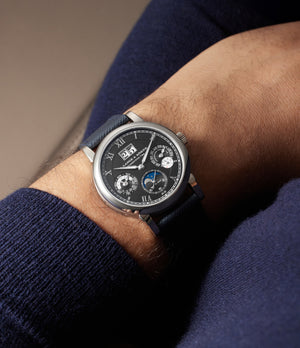 on the wrist A. Lange & Söhne Langematik Perpetual 310.026 E White Gold preowned watch at A Collected Man London