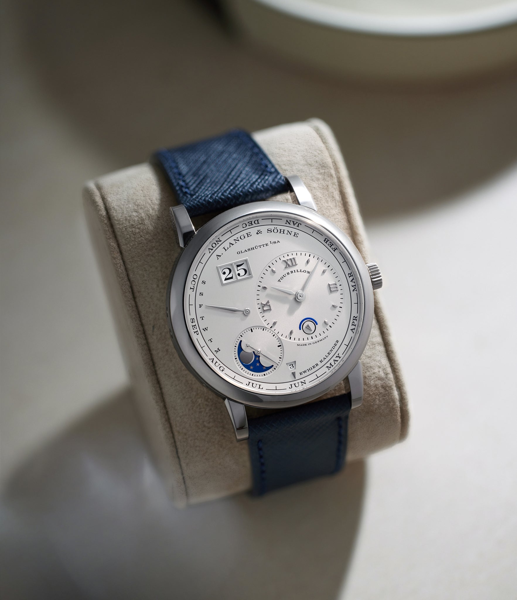 Buy saffiano quality watch strap in shadow navy blue from A Collected Man London, in short or regular lengths. We are proud to offer these hand-crafted watch straps, thoughtfully made in Europe, to suit your watch. Available to order online for worldwide delivery.