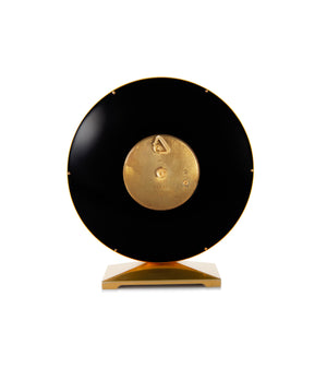for sale Imhof black and brass worldtime clock with GMT rare collectable clock at A Collected Man London