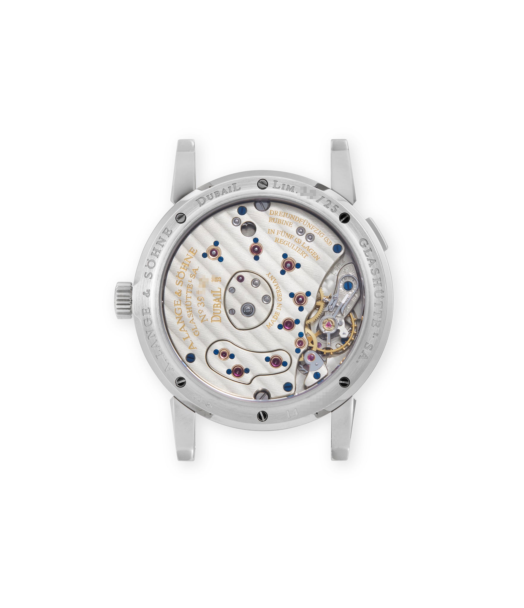 caseback A. Lange & Söhne Lange 1 “Soirée” Dubail Edition 110.049 White Gold preowned watch at A Collected Man London
