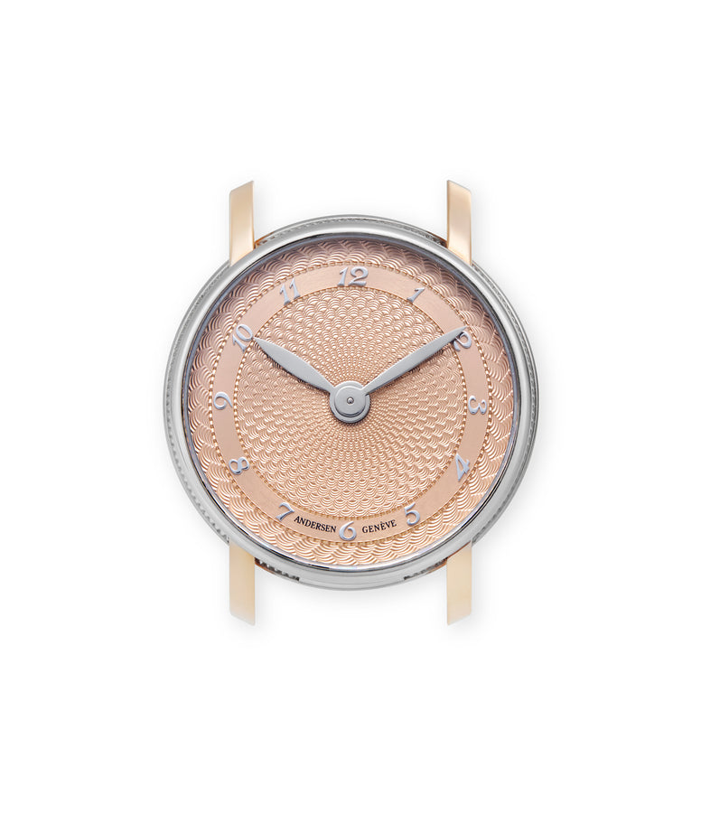 buy Andersen Genève Date Discrete  Rose & White Gold preowned watch at A Collected Man London