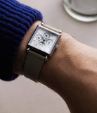 on the wrist Audemars Piguet Quantième Perpétuel Rectangular 25749PT Platinum preowned watch at A Collected Man London