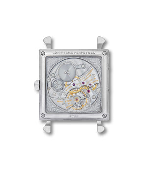 caseback Audemars Piguet Quantième Perpétuel Rectangular 25749PT Platinum preowned watch at A Collected Man London