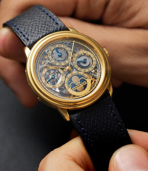 preowned Audemars Piguet Quantième Perpétuel Skeleton 25558/002BA Yellow Gold preowned watch at A Collected Man London