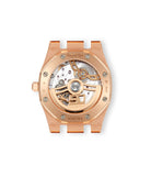 caseback Audemars Piguet Royal Oak Jumbo 16202OR Rose Gold preowned watch at A Collected Man London