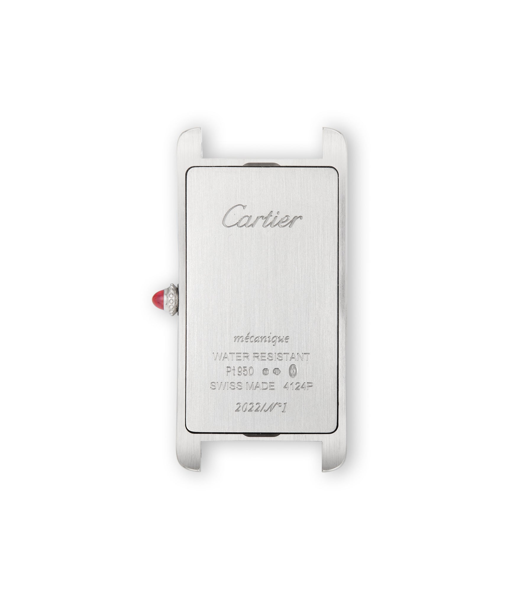 platinum rare Cartier Tank Cintrée Special Order salmon dial Eastern Arabic numerals WGTA0161 Platinum preowned watch at A Collected Man London