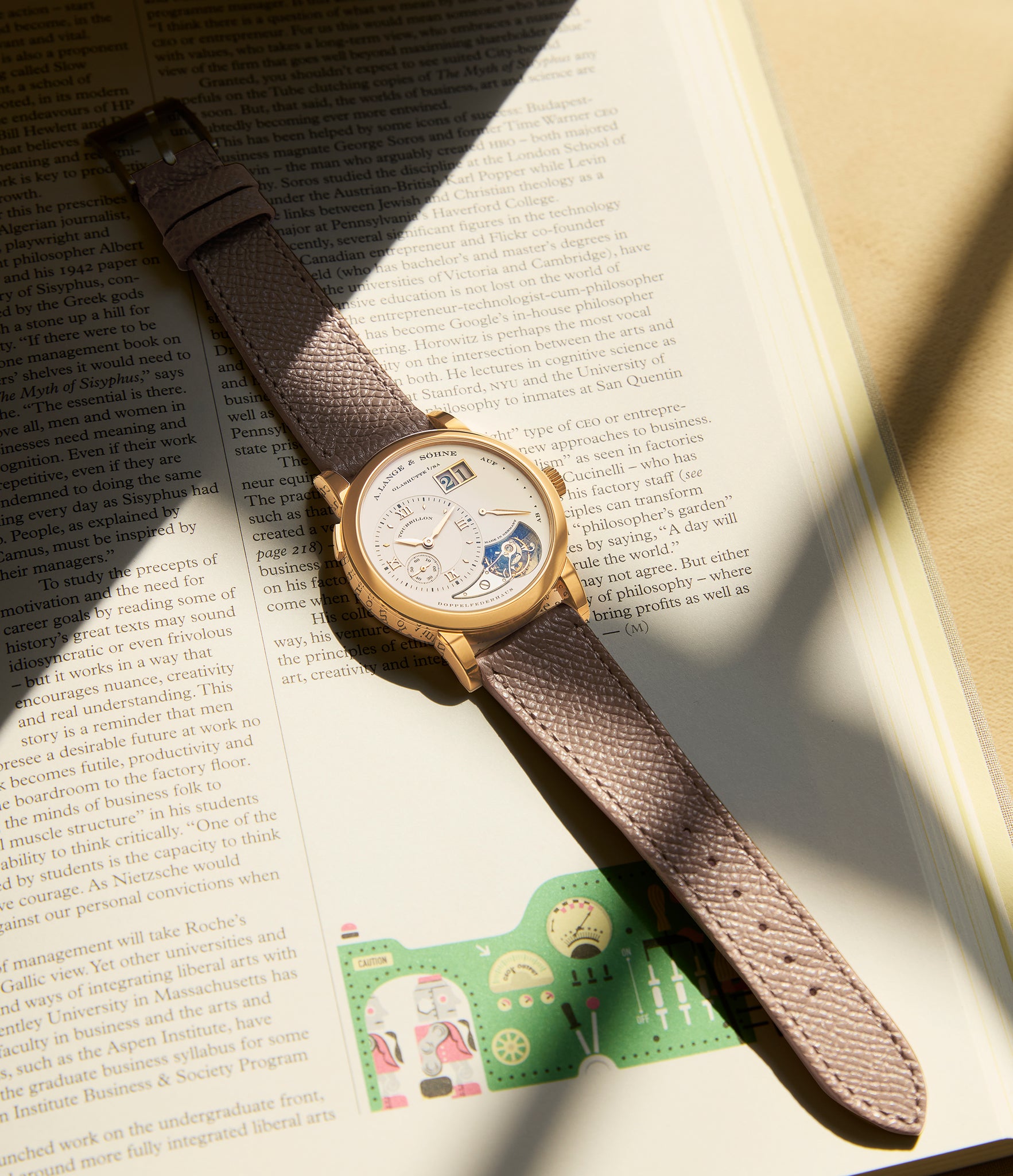 grained leather strap