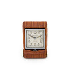 for sale Dunhill Mini Travel Clock Stainless Steel & Leather pre-owned watch at A Collected Man London