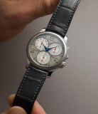 in hand rare pre-owned F. P. Journe Centigraphe Souverain  Platinum preowned watch at A Collected Man London