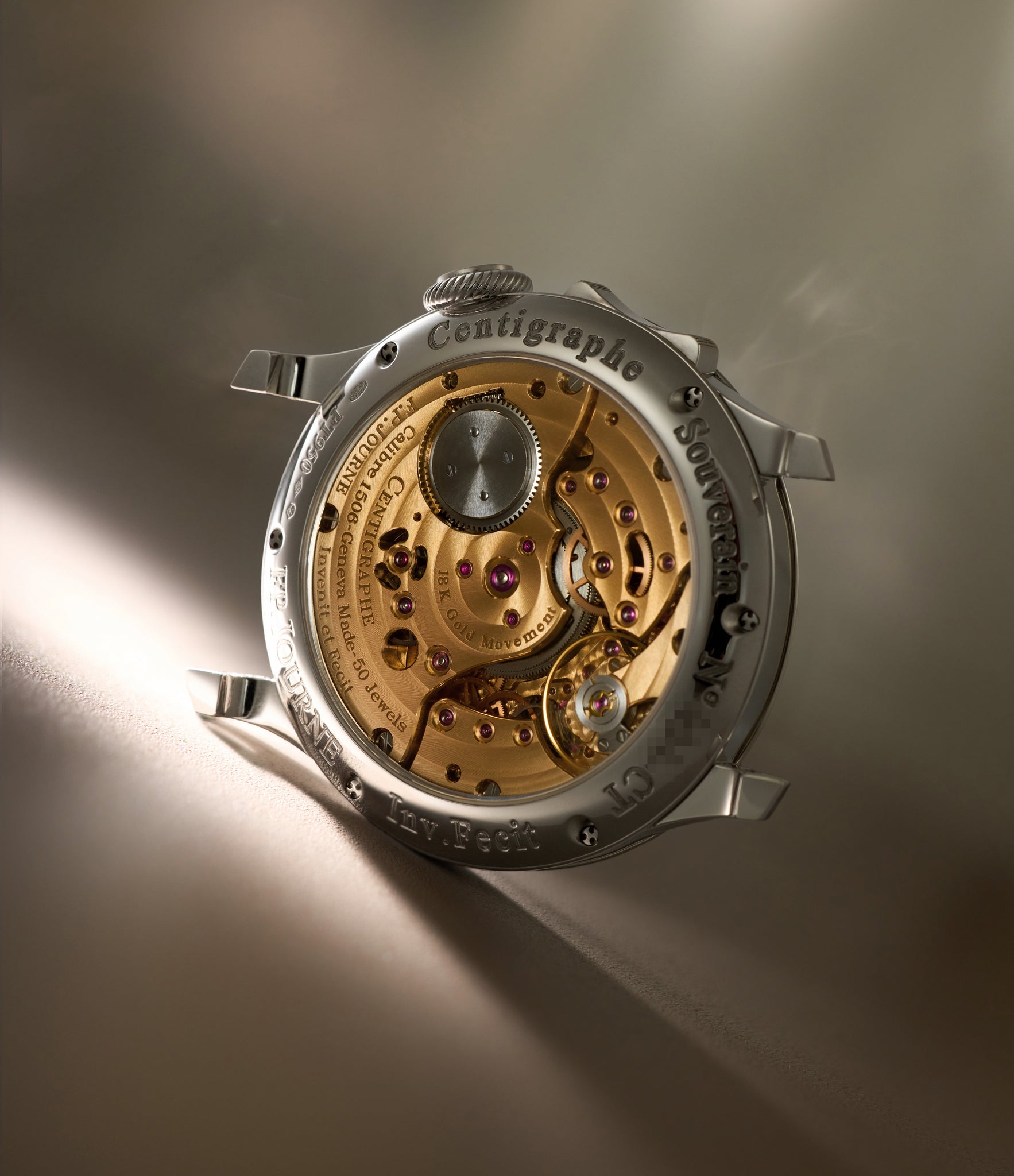 caseback F. P. Journe Centigraphe Souverain  Platinum preowned watch at A Collected Man London