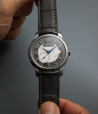 in hand F. P. Journe Chronomètre Souverain De Boulle  Platinum preowned watch at A Collected Man London