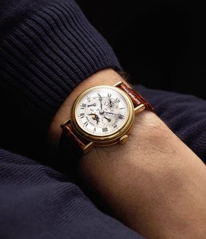 on the wrist Franck Muller Perpetual Calendar Minute Repeater  Yellow Gold preowned watch at A Collected Man London