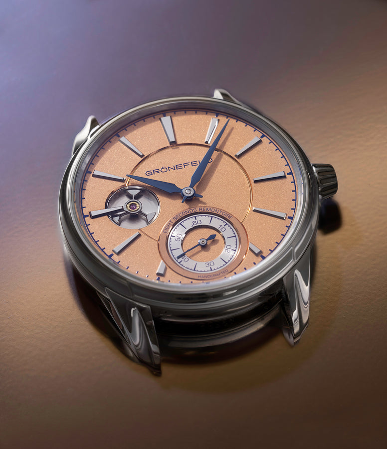 Gronefeld 1941 Remontoire | Salmon Dial | White Gold A Collected Man London | Available Worldwide