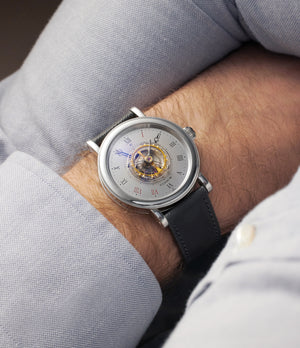 on the wrist Haldimann H1 Flying Tourbillon  Platinum preowned watch at A Collected Man London
