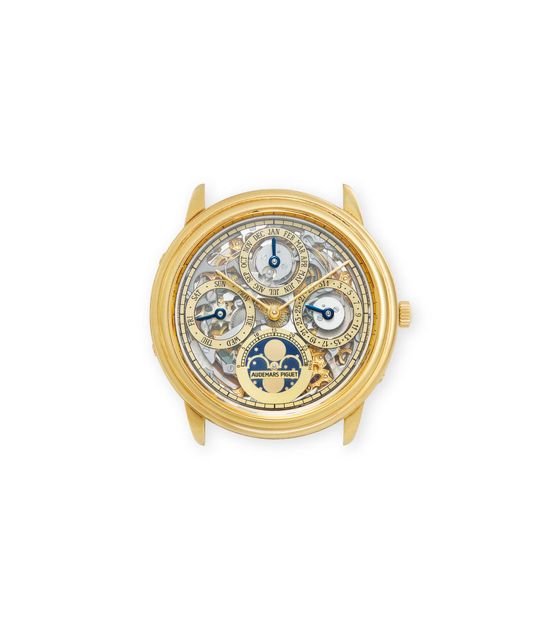 buy Audemars Piguet Quantième Perpétuel Skeleton 25558/002BA Yellow Gold preowned watch at A Collected Man London