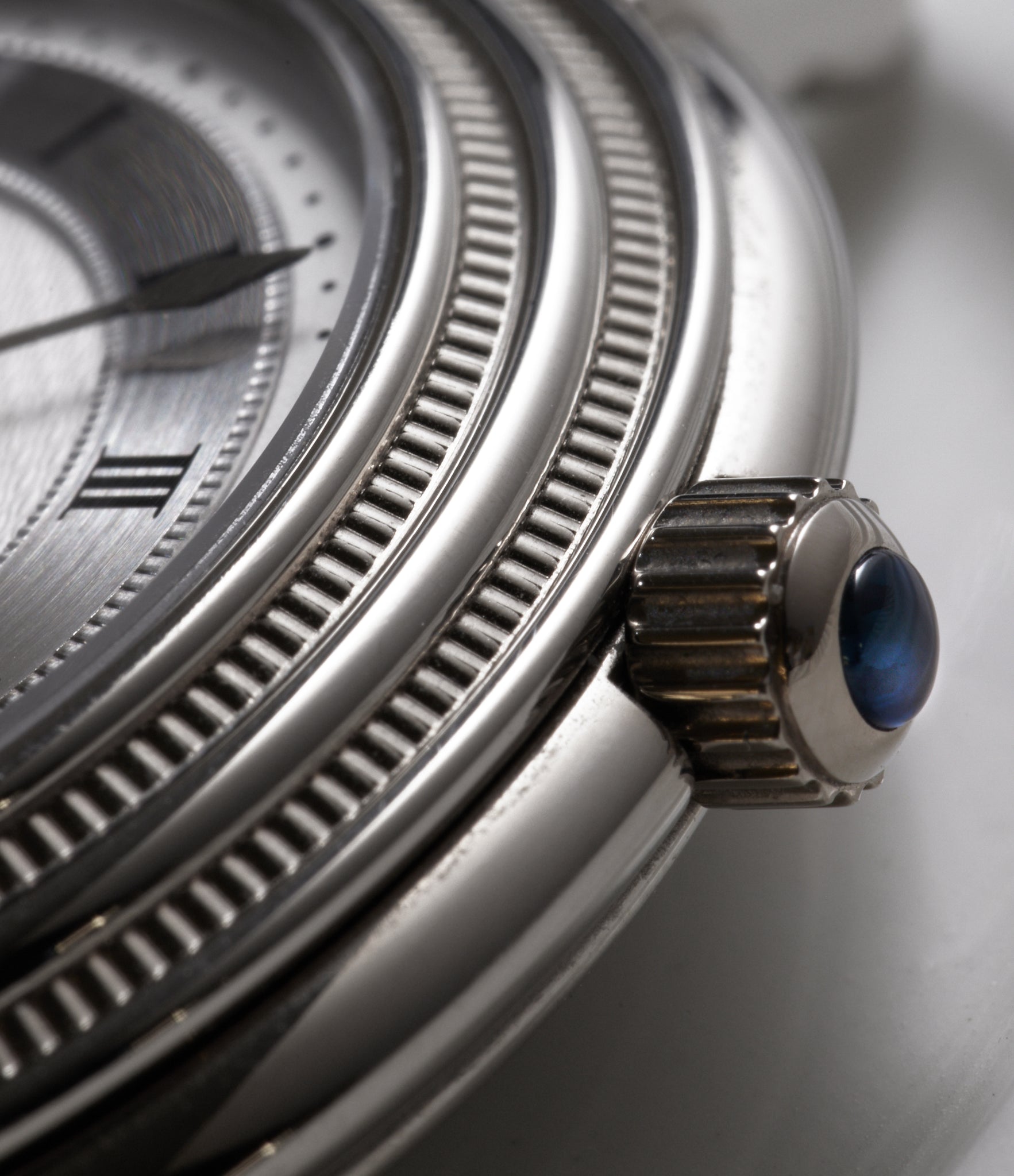 Up close with the details of the unusual double-stepped bezel found on the Memory Time, the first watch created by the brand.