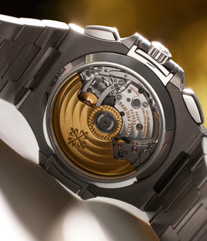 caseback Patek Philippe Chronograph Nautilus 5980A/1A-001 Stainless Steel preowned watch at A Collected Man London