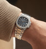 on the wrist Patek Philippe Nautilus 3800/1A Stainless Steel preowned watch at A Collected Man London