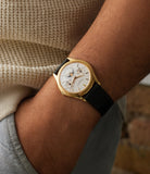 on the wrist Patek Philippe Perpetual Calendar 3940 Yellow Gold preowned watch at A Collected Man London