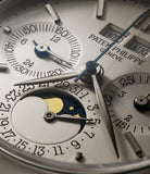 watch face Patek Philippe Perpetual Calendar Chronograph 3970E Platinum preowned watch at A Collected Man London
