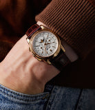 on the wrist Patek Philippe Perpetual Calendar Chronograph 5970R Rose Gold preowned watch at A Collected Man London
