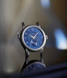 Blue Dial Simplicity 20th Anniversary  Philippe Dufour Platinum Brushed case preowned watch at A Collected Man London