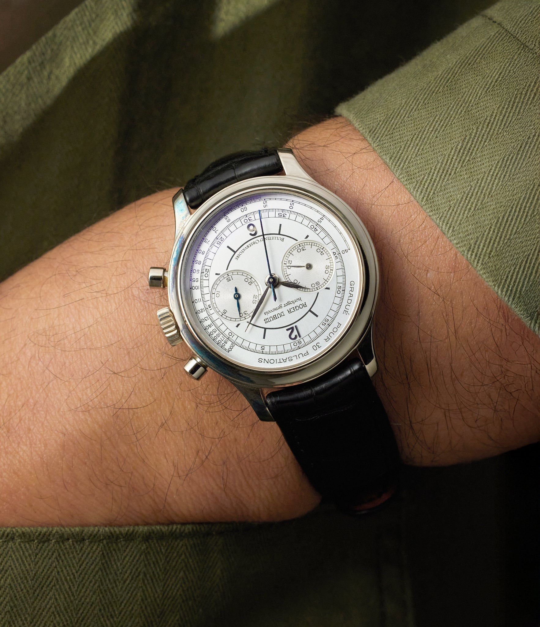 on the wrist Roger Dubuis H37 560  White Gold preowned watch at A Collected Man London