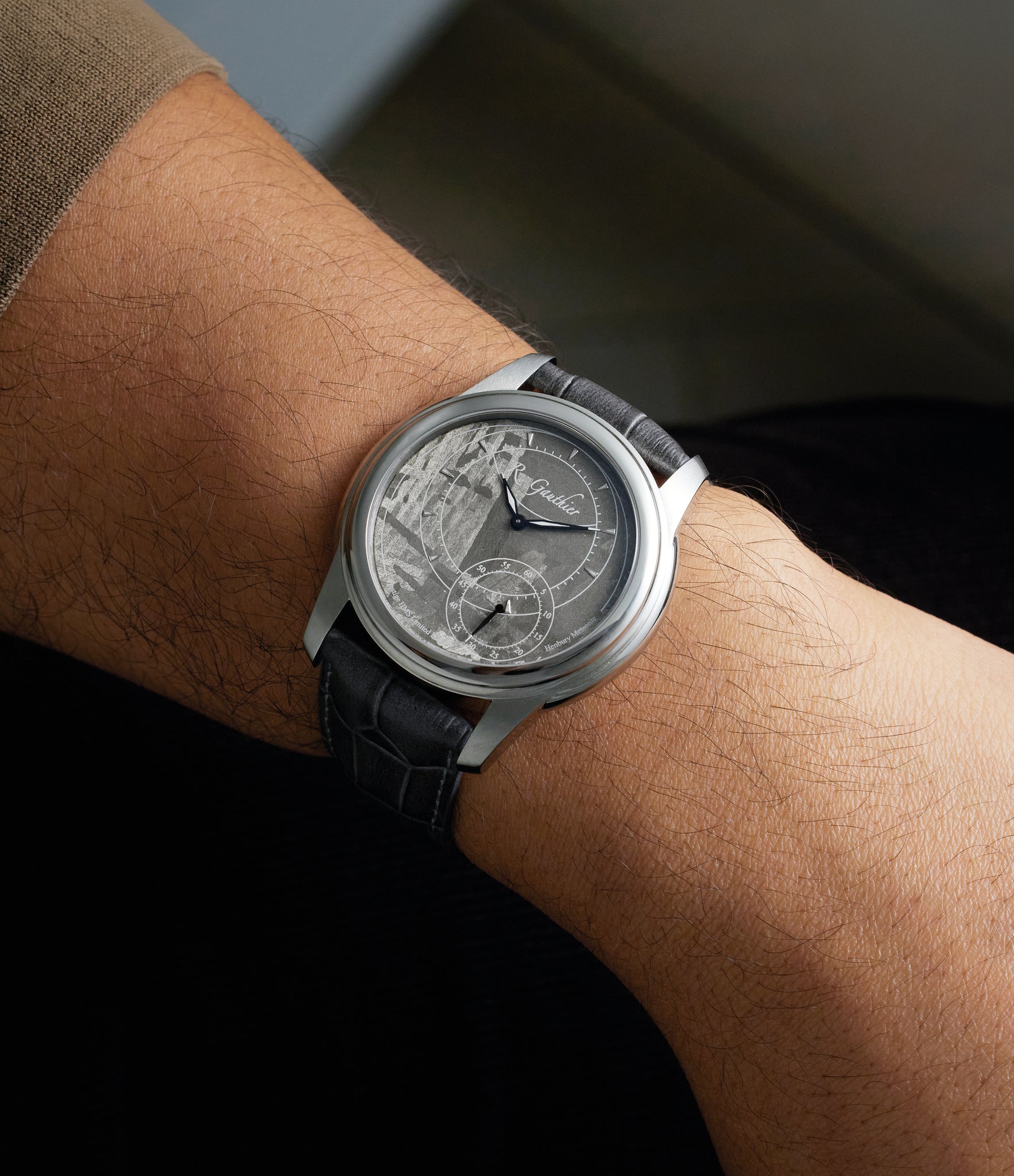 on the wrist Romain Gauthier HMS Prestige MON00027 Stainless Steel preowned watch at A Collected Man London